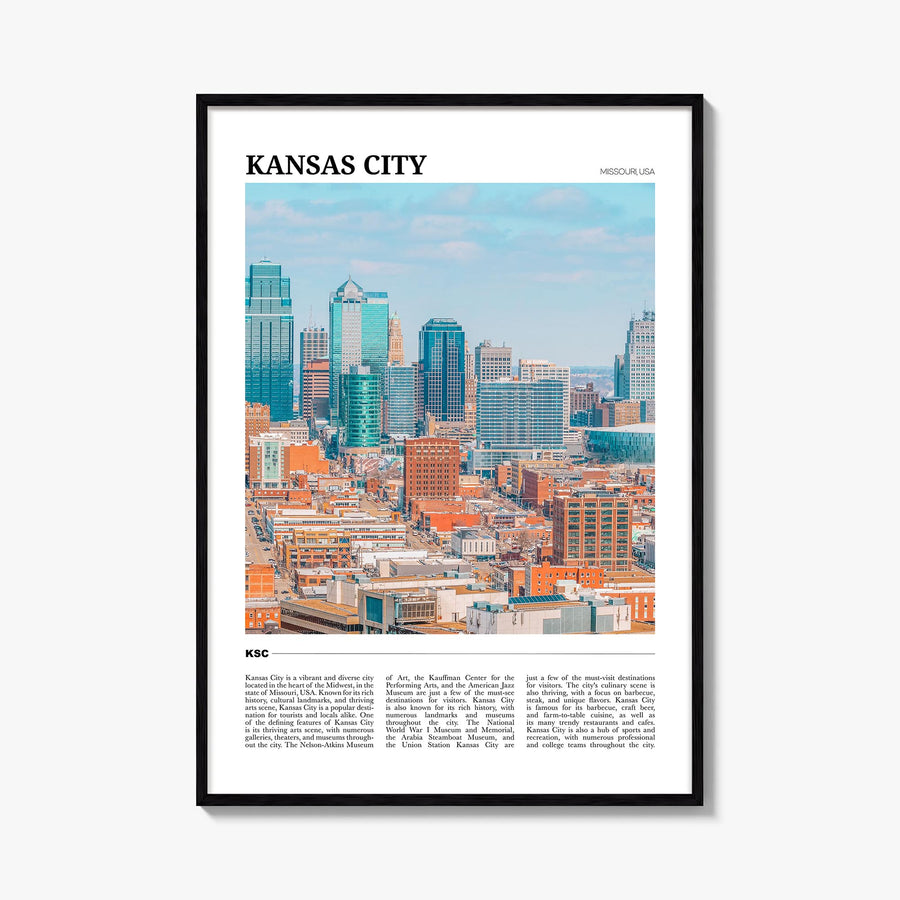 Kansas City no. 2 colorful travel poster of Missouri, USA – vertical wall art, unframed print shown in interior mockup