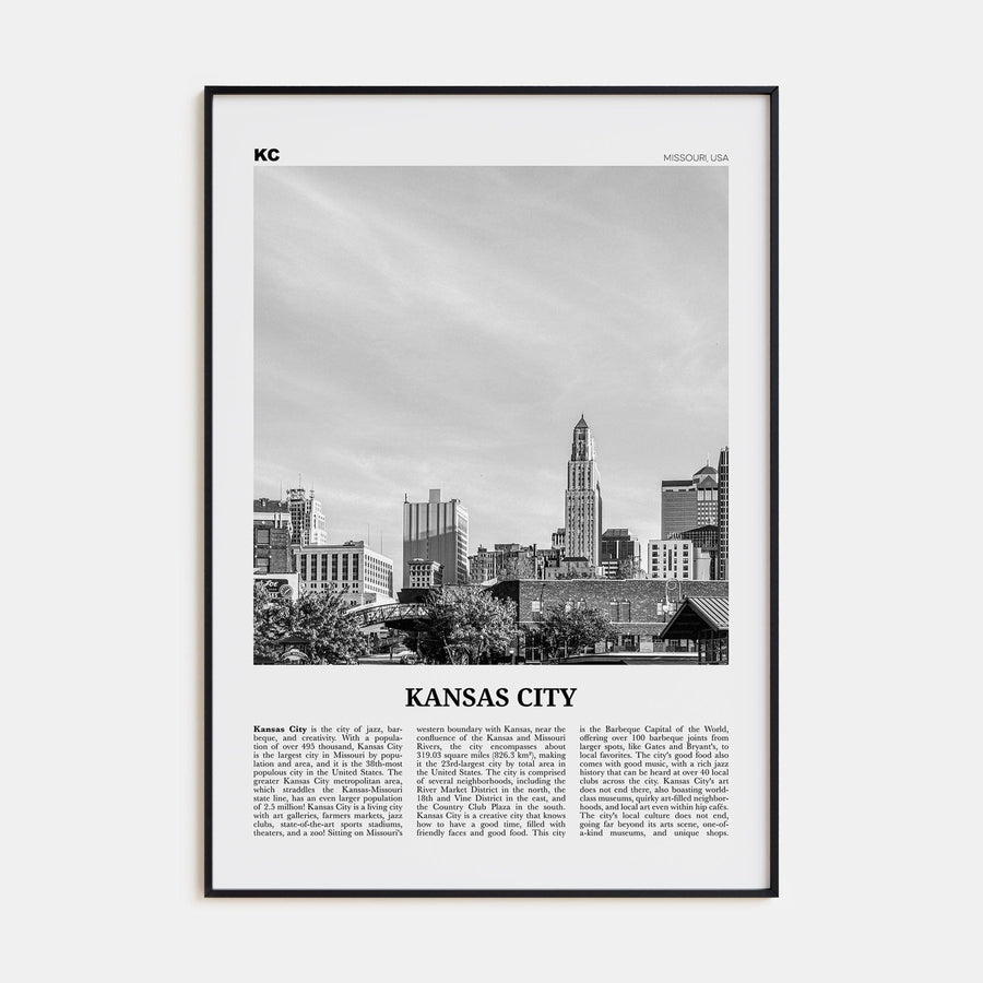 Kansas City No 2 Poster None / 8x12 in Nbourhood Travel B&W Poster