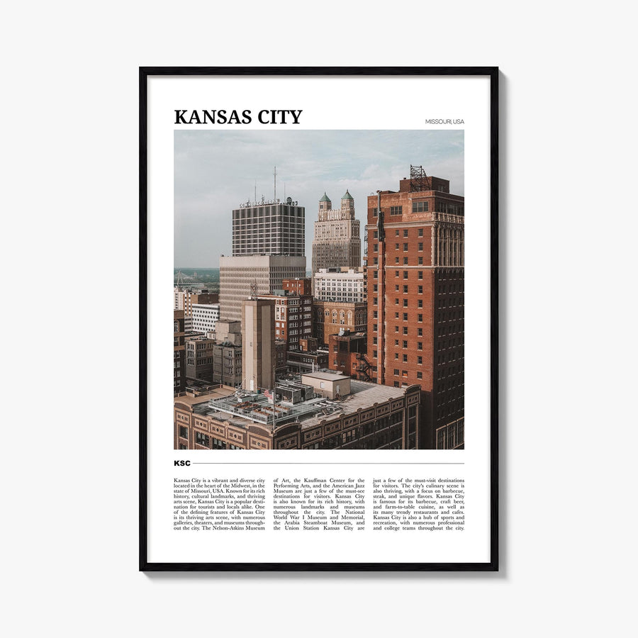 Kansas City no. 3 colorful travel poster of Missouri, USA – vertical wall art, unframed print shown in interior mockup