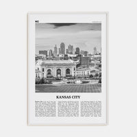 Kansas City No 3 Poster White Wood / 8x12 in Nbourhood Travel B&W Poster