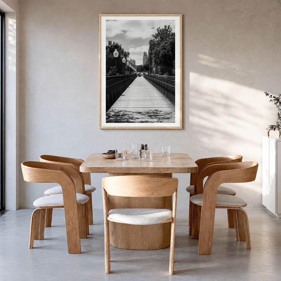Kansas City, Missouri Photo No 3 Poster in a natural wood frame, hanging in a dining room, white border