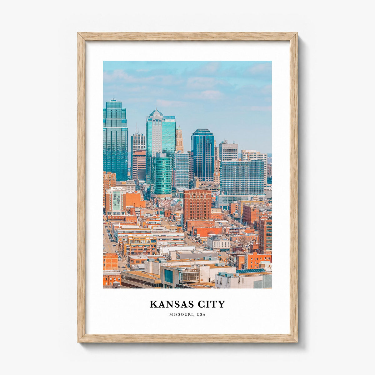 Kansas City, Missouri Classic No 2 Poster in a natural wood frame