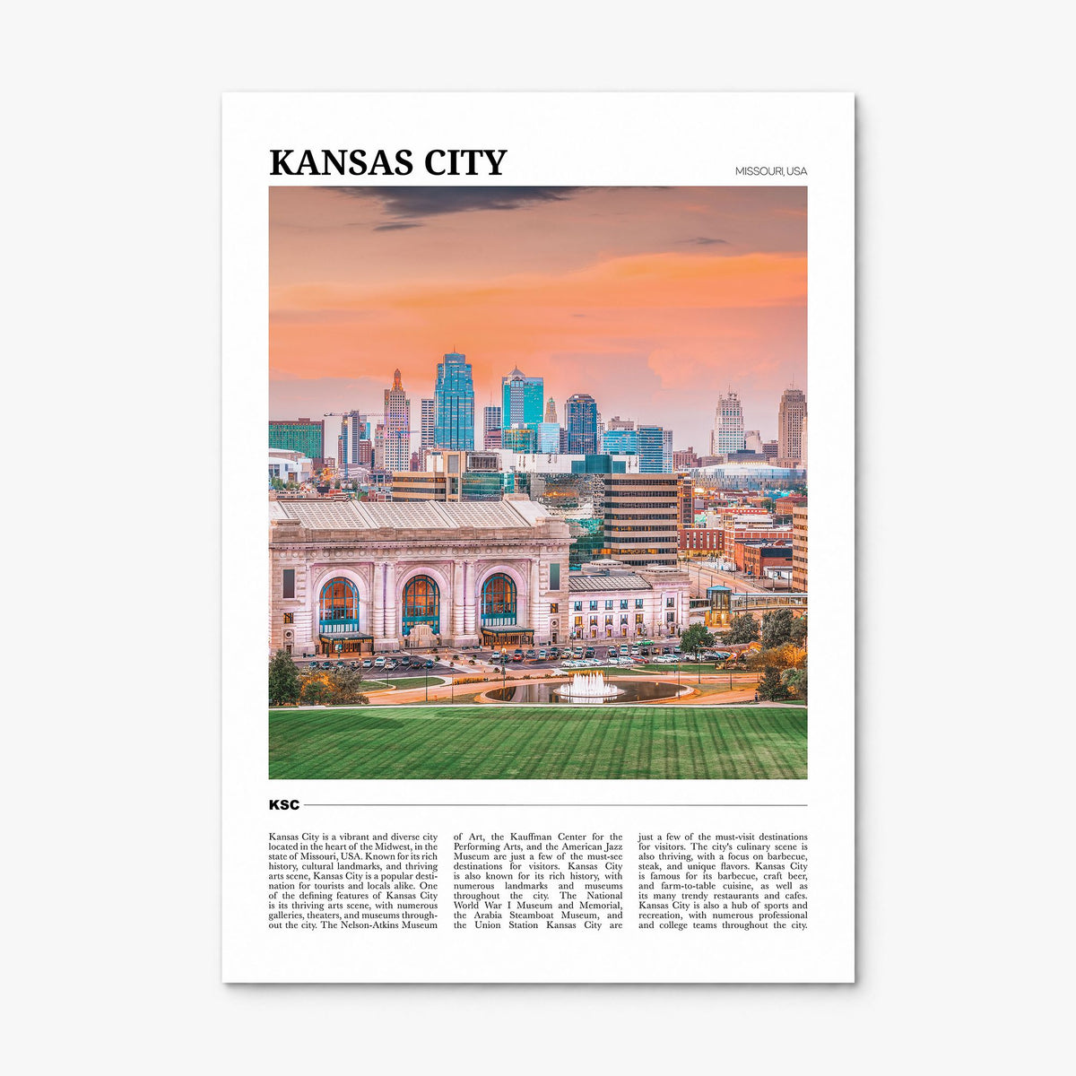 Kansas City, Missouri Travel No 1 Poster, print only (unframed)