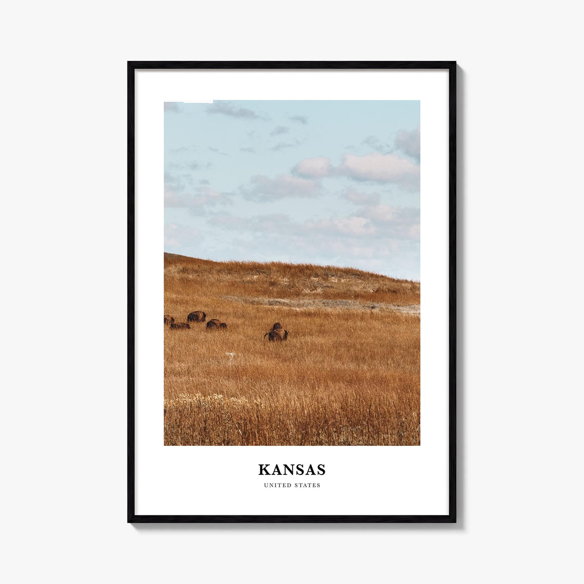 Kansas colorful classic poster of United States – vertical wall art, unframed print shown in interior mockup