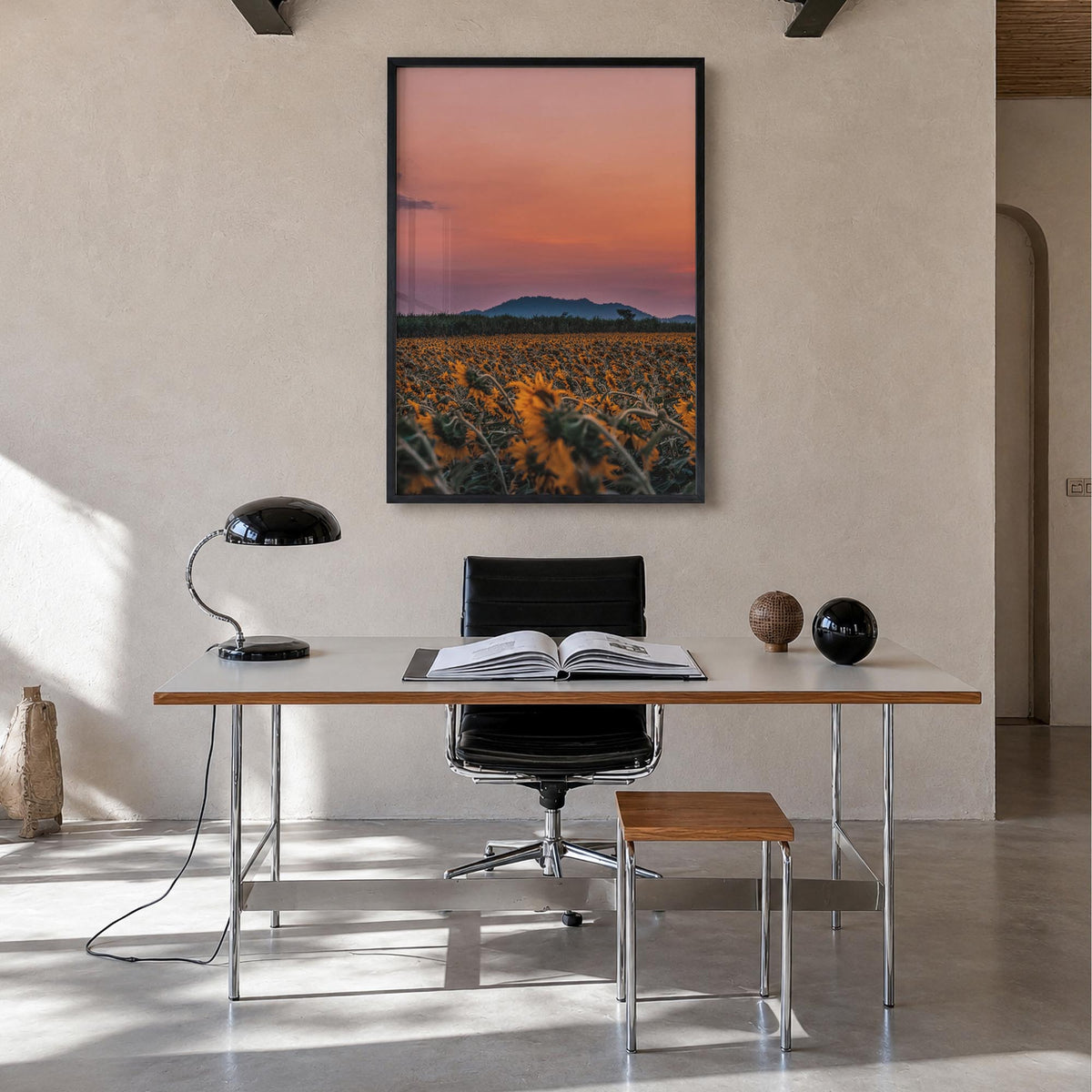 Kansas no. 1 colorful photo poster of United States – vertical wall art in black wood frame, hanging on wall