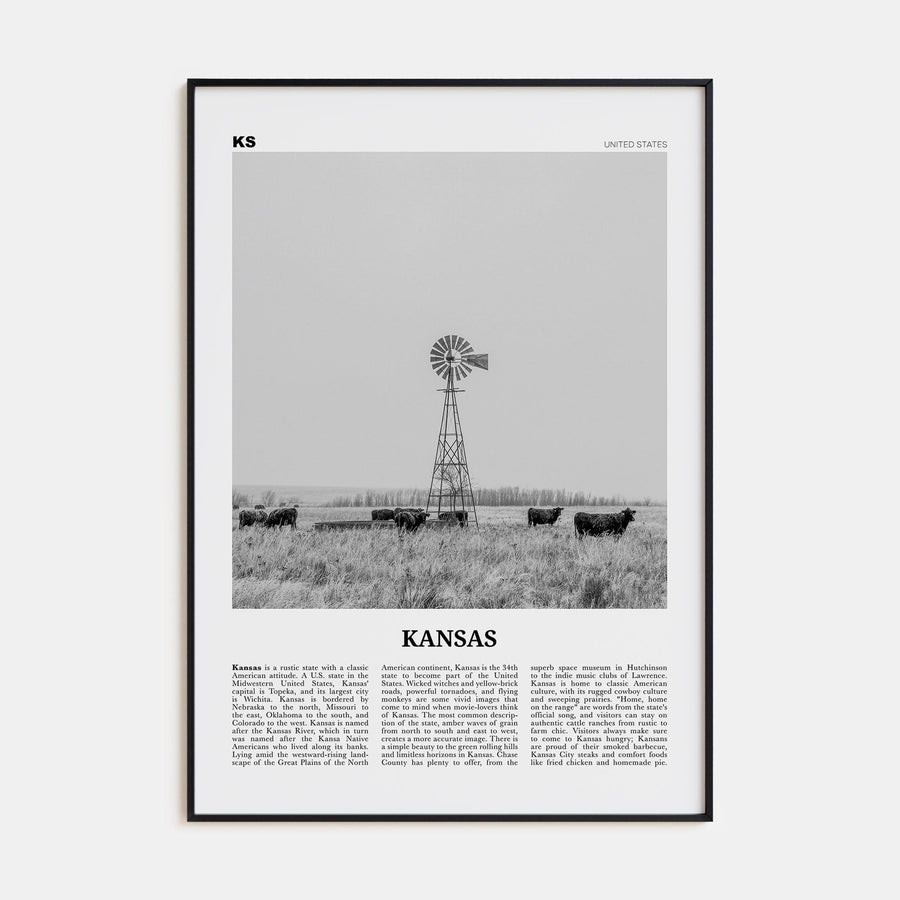 Kansas No 1 Poster None / 8x12 in Nbourhood Travel B&W Poster