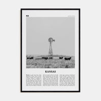 Kansas No 1 Poster Black Wood / 8x12 in Nbourhood Travel B&W Poster