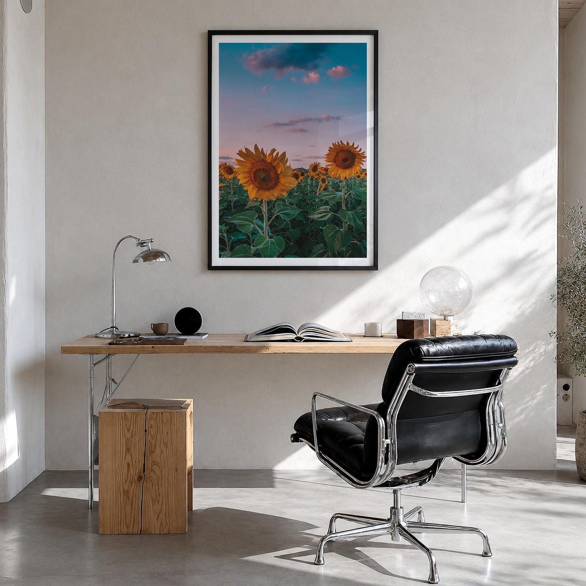 Kansas no. 2 colorful photo poster of United States – vertical wall art in black wood frame with white border, hanging on wal