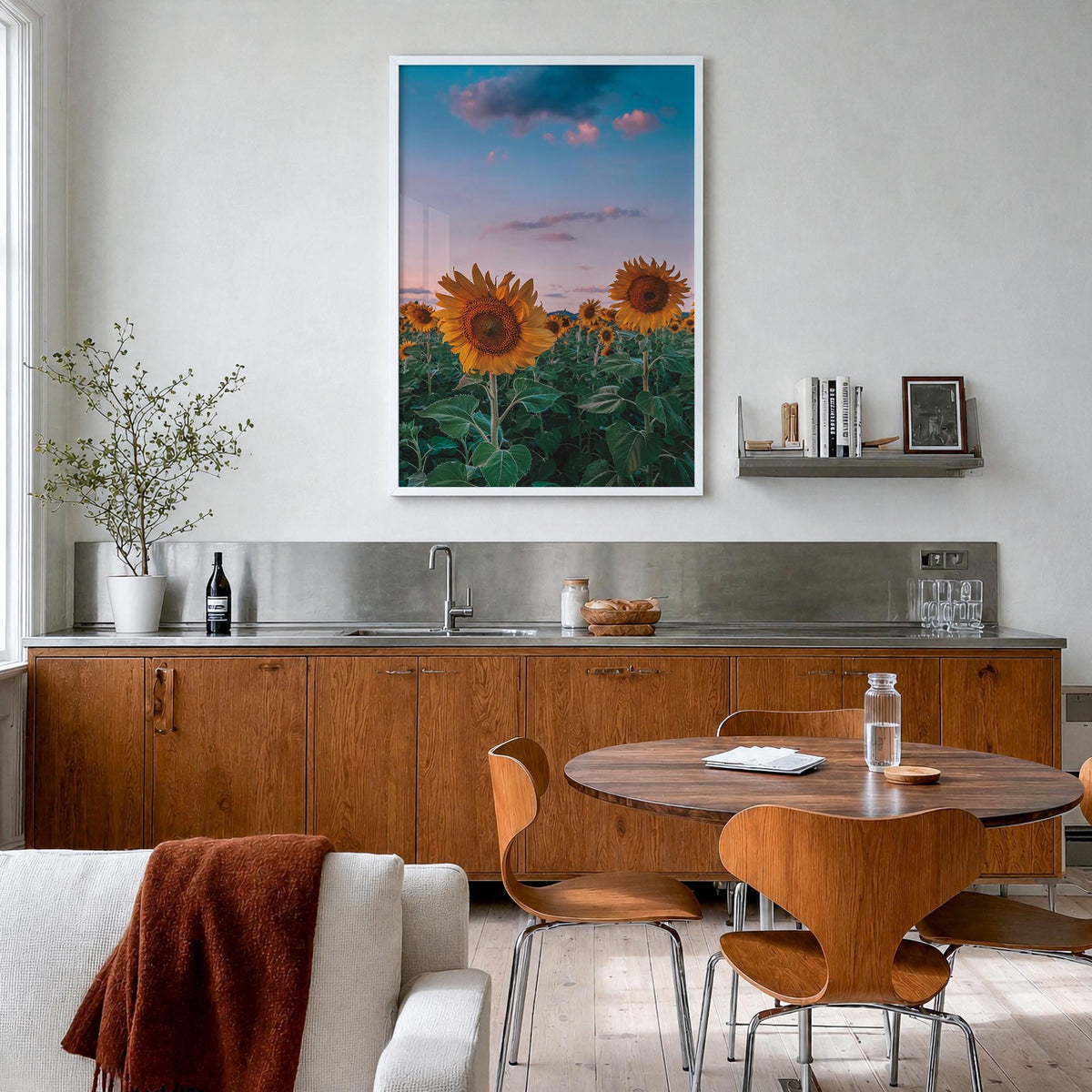 Kansas no. 2 colorful photo poster of United States – vertical wall art in white wood frame, hanging on wall
