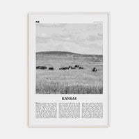 Kansas No 2 Poster White Wood / 8x12 in Nbourhood Travel B&W Poster