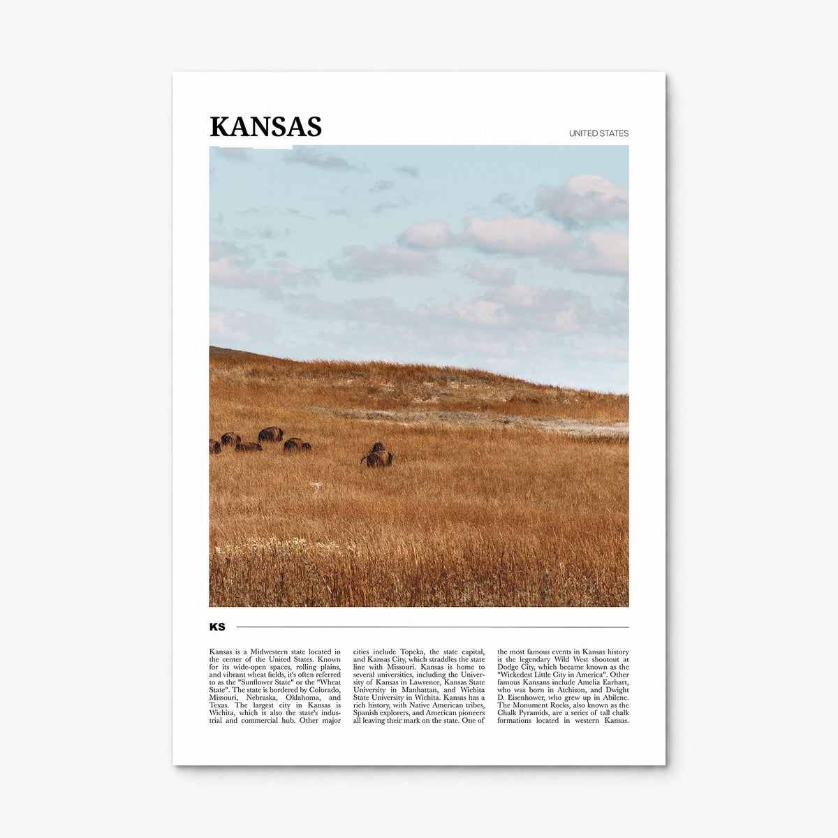 Kansas Travel Poster, print only (unframed)