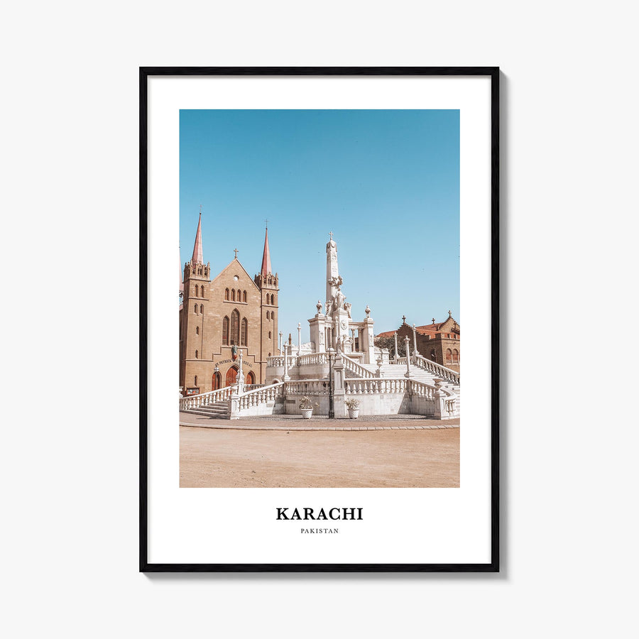 Karachi no. 1 colorful classic poster of Pakistan – vertical wall art, unframed print shown in interior mockup