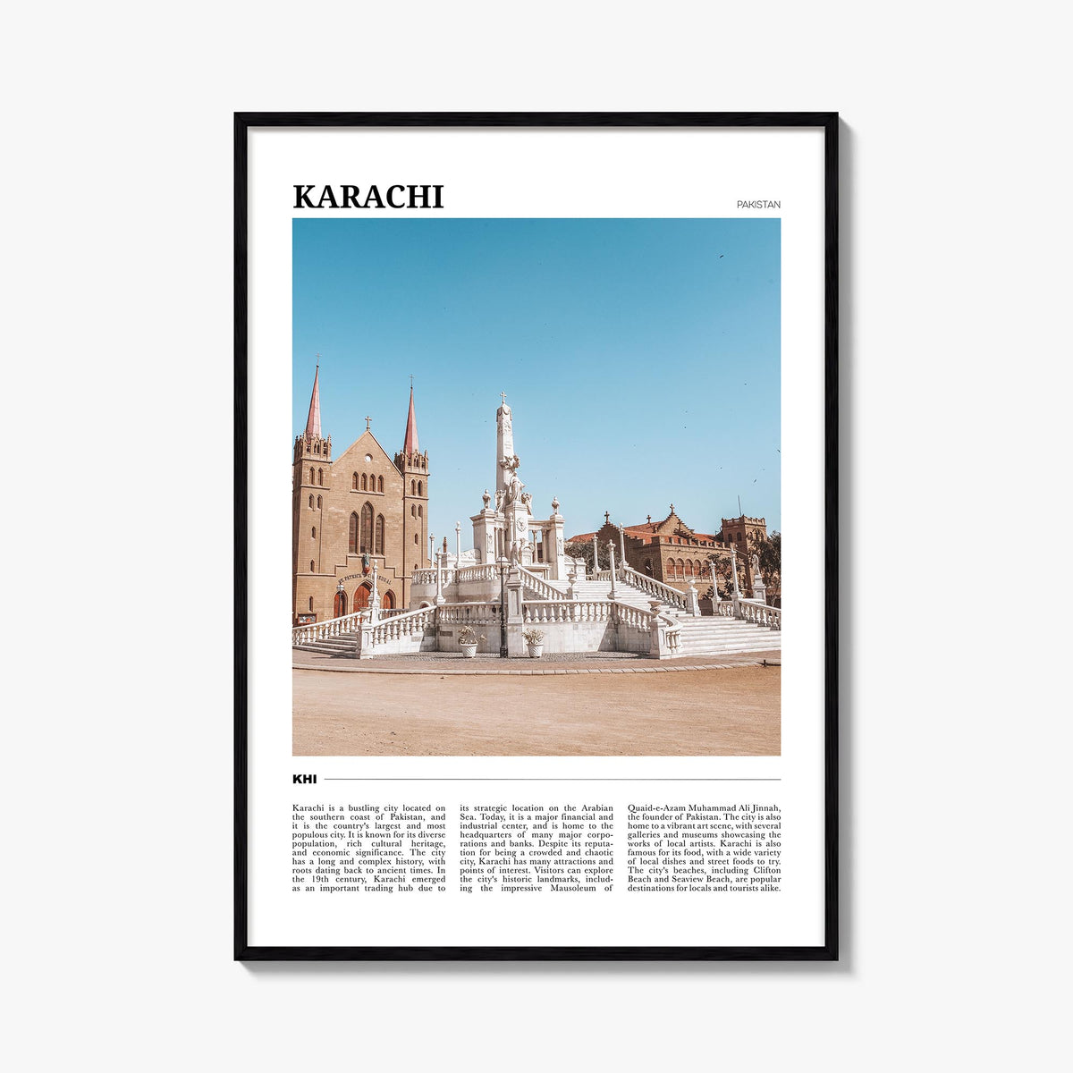 Karachi no. 1 colorful travel poster of Pakistan – vertical wall art, unframed print shown in interior mockup