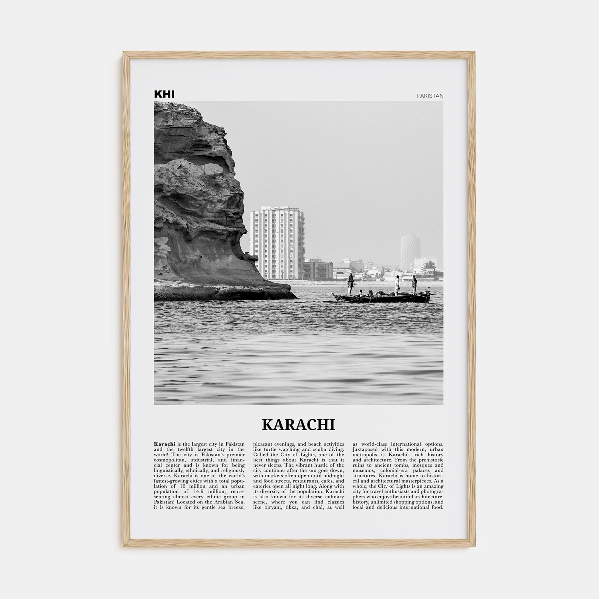 Karachi No 1 Poster Natural Wood / 8x12 in Nbourhood Travel B&W Poster