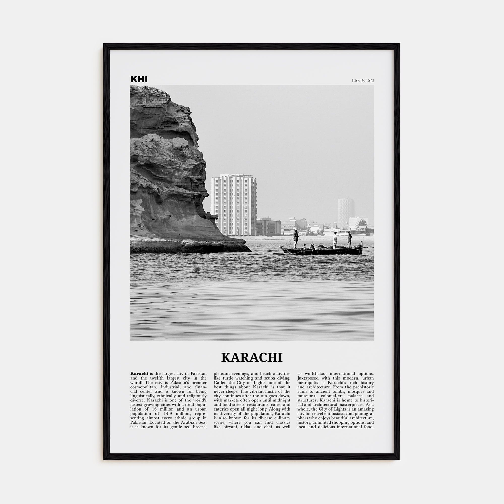 Karachi No 1 Poster Black Wood / 8x12 in Nbourhood Travel B&W Poster