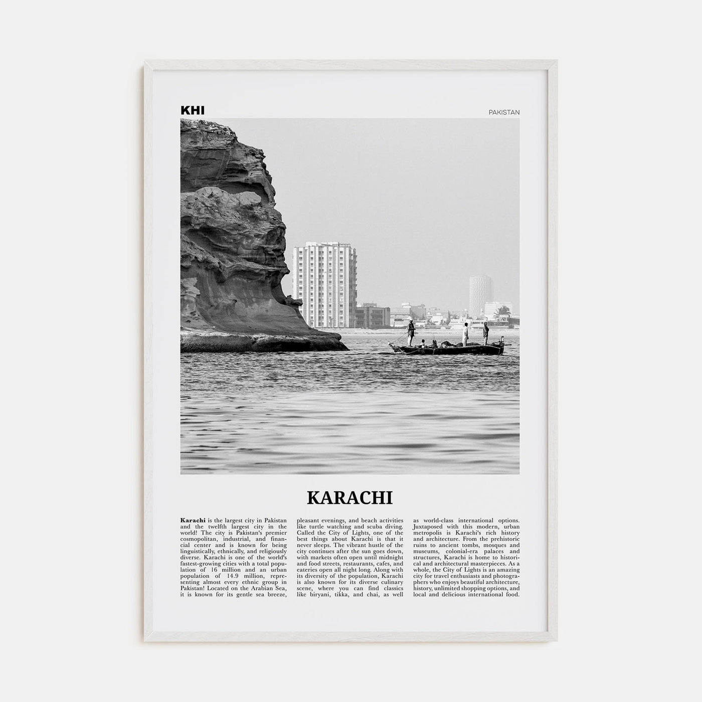 Karachi No 1 Poster White Wood / 8x12 in Nbourhood Travel B&W Poster