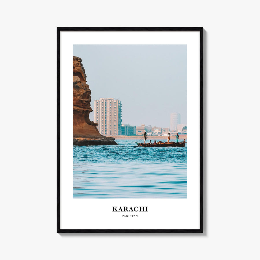 Karachi no. 2 colorful classic poster of Pakistan – vertical wall art, unframed print shown in interior mockup
