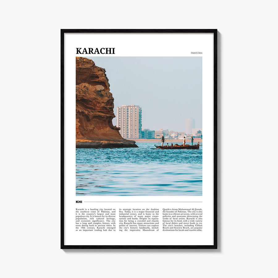 Karachi no. 2 colorful travel poster of Pakistan – vertical wall art, unframed print shown in interior mockup