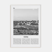 Karaj Poster White Wood / 8x12 in Nbourhood Travel B&W Poster