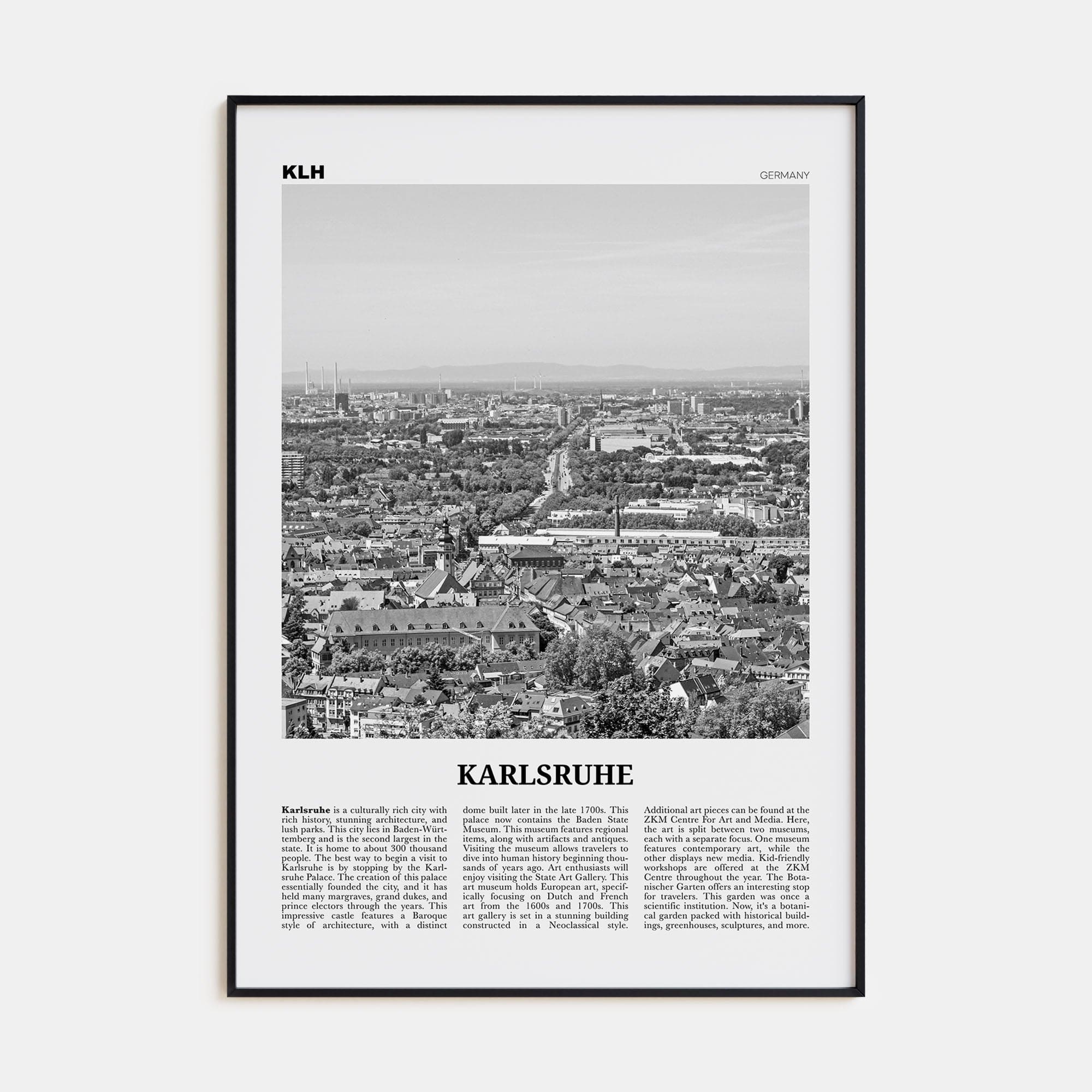 Karlsruhe Poster None / 8x12 in Nbourhood Travel B&W Poster