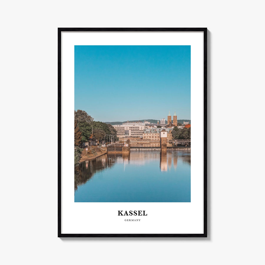 Kassel colorful classic poster of Germany – vertical wall art, unframed print shown in interior mockup