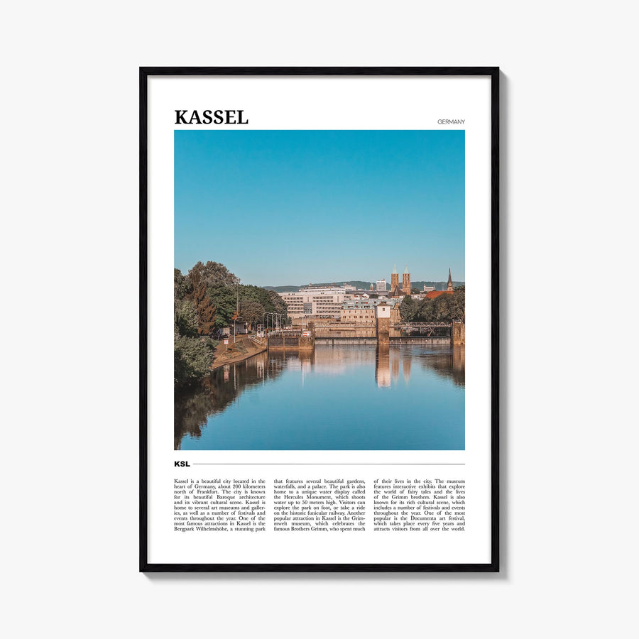 Kassel colorful travel poster of Germany – vertical wall art, unframed print shown in interior mockup