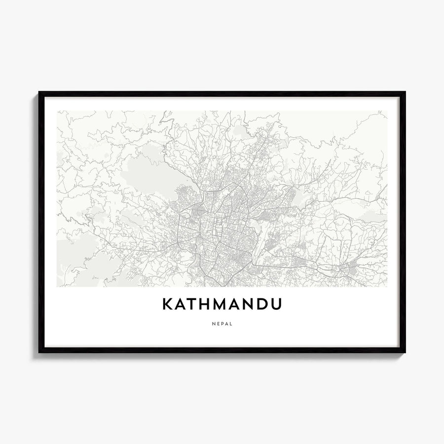 Kathmandu Map Poster, framed poster mockup