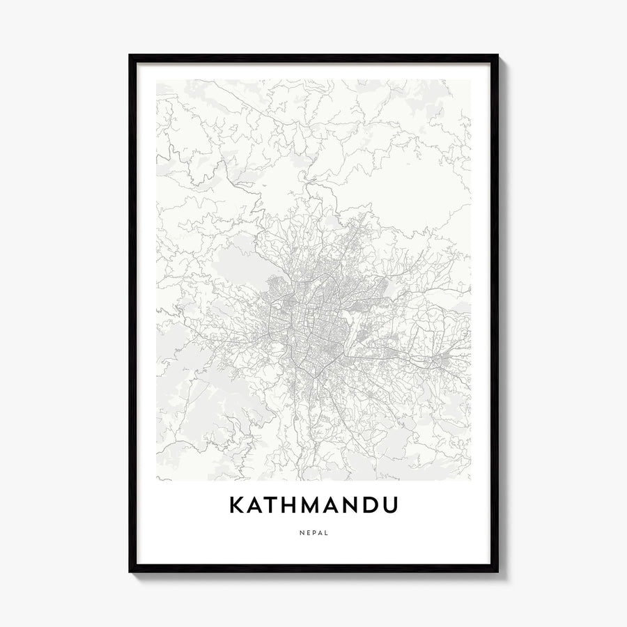 Kathmandu Map Poster, framed poster mockup