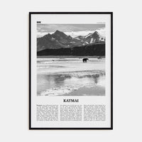 Katmai National Park Poster Black Wood / 8x12 in Nbourhood Travel B&W Poster