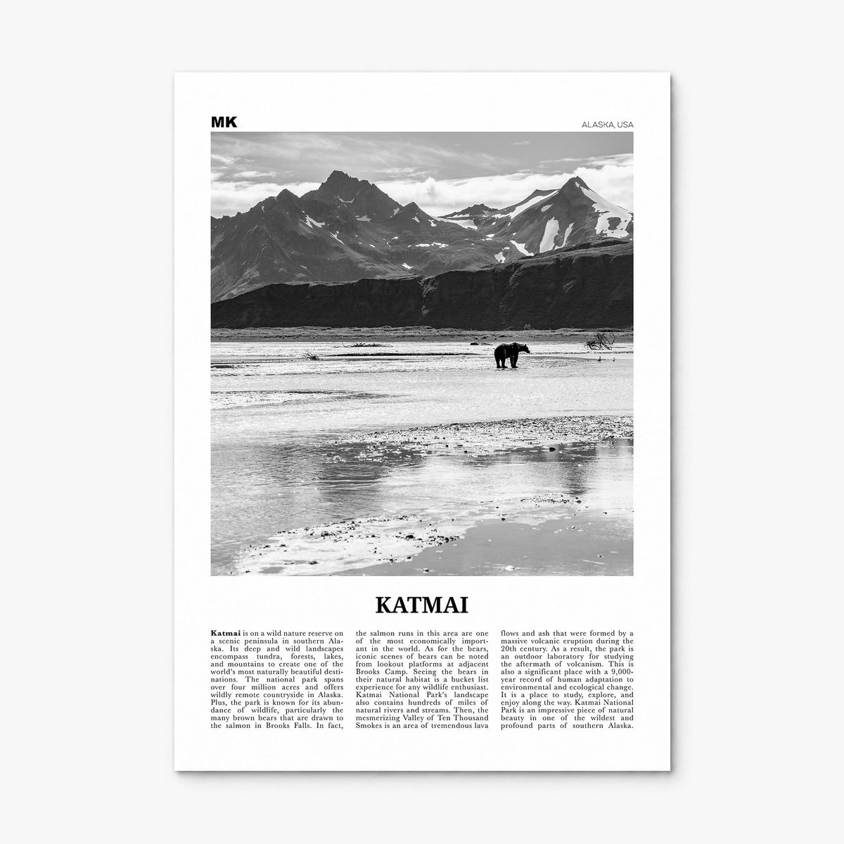 Katmai National Park Newspaper Poster, print only (unframed)