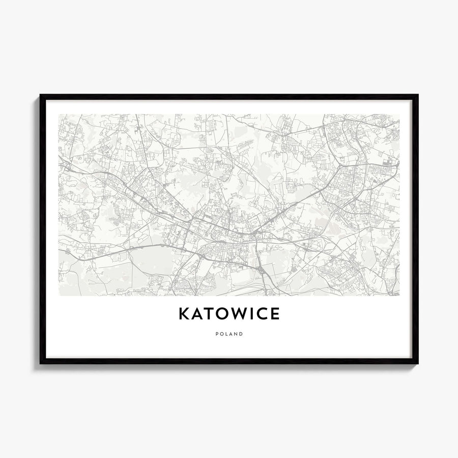 Katowice Map Poster, framed poster mockup