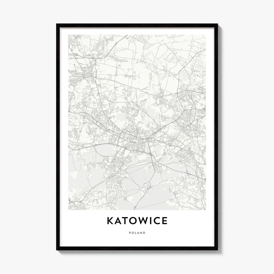 Katowice Map Poster, framed poster mockup