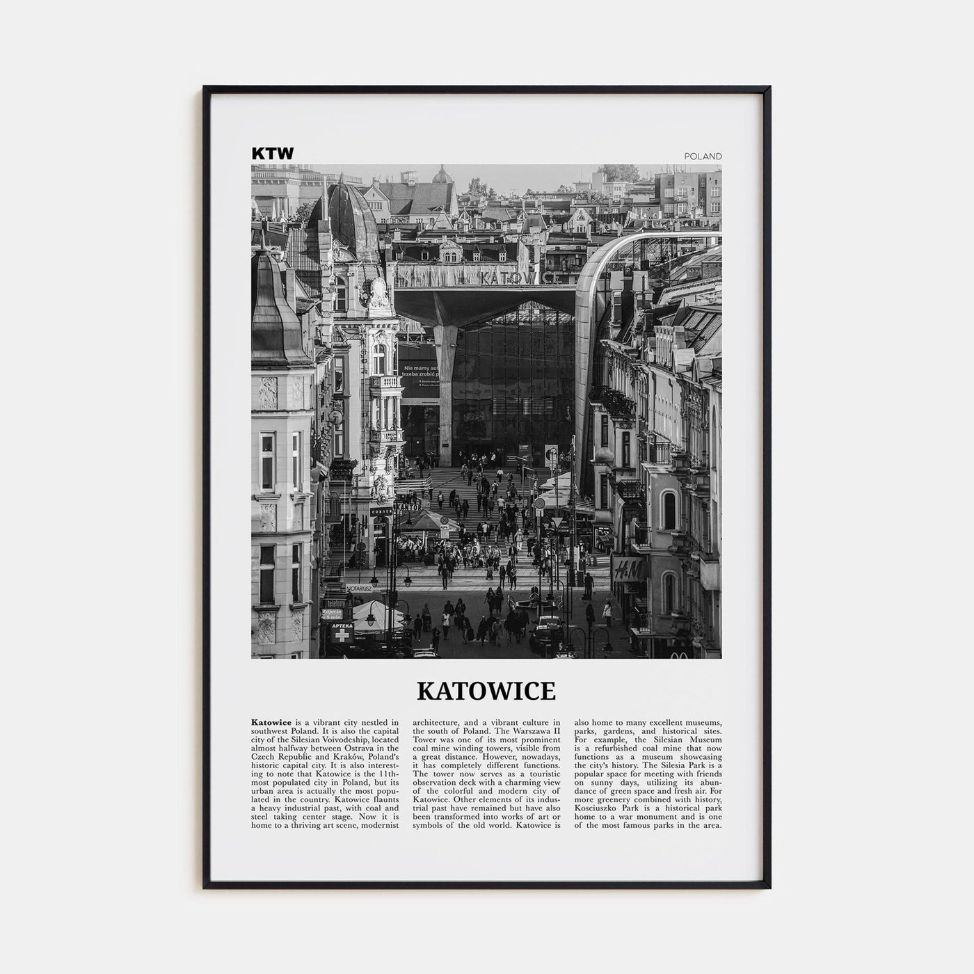 Katowice Poster None / 8x12 in Nbourhood Travel B&W Poster