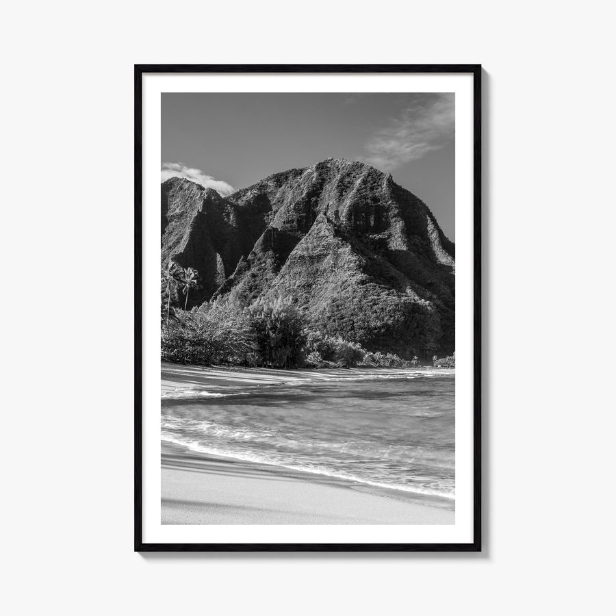 Kauai black & white photo poster of Hawaii, USA – vertical wall art, unframed print shown in interior mockup