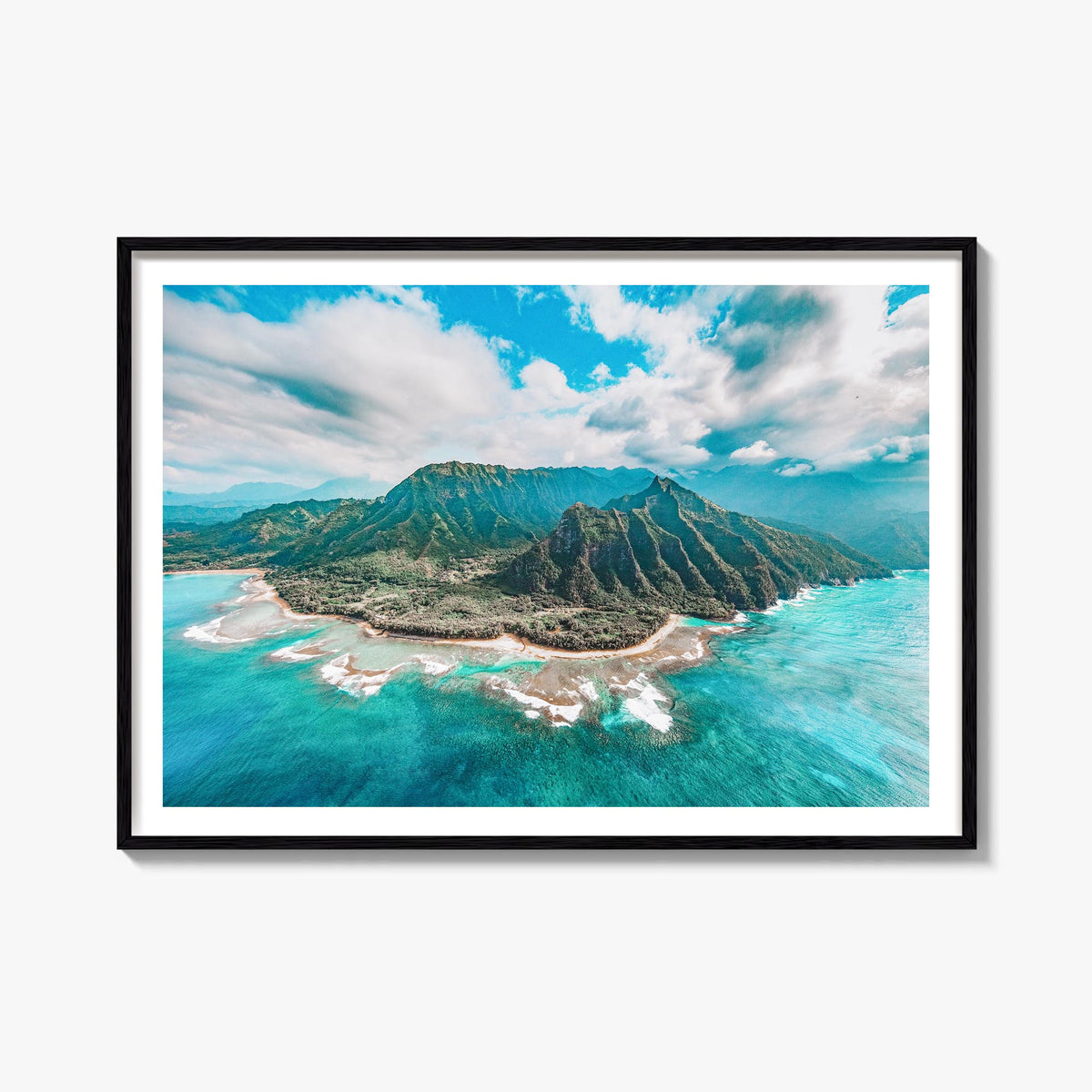 Kauai colorful photo poster of Hawaii, USA – horizontal wall art, unframed print shown in interior mockup