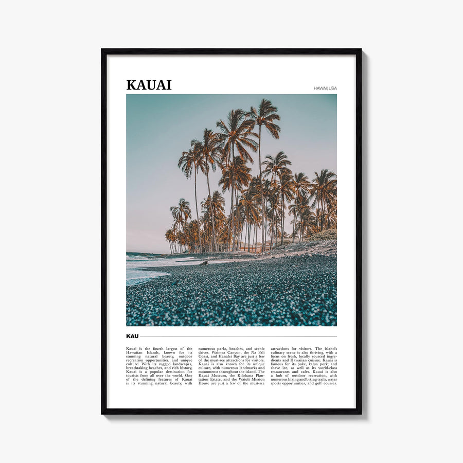 Kauai no. 1 colorful travel poster of Hawaii, USA – vertical wall art, unframed print shown in interior mockup