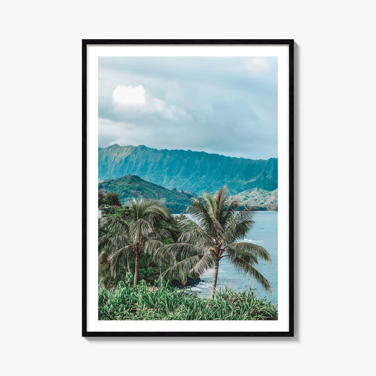 Kauai no. 2 colorful photo poster of Hawaii, USA – vertical wall art, unframed print shown in interior mockup