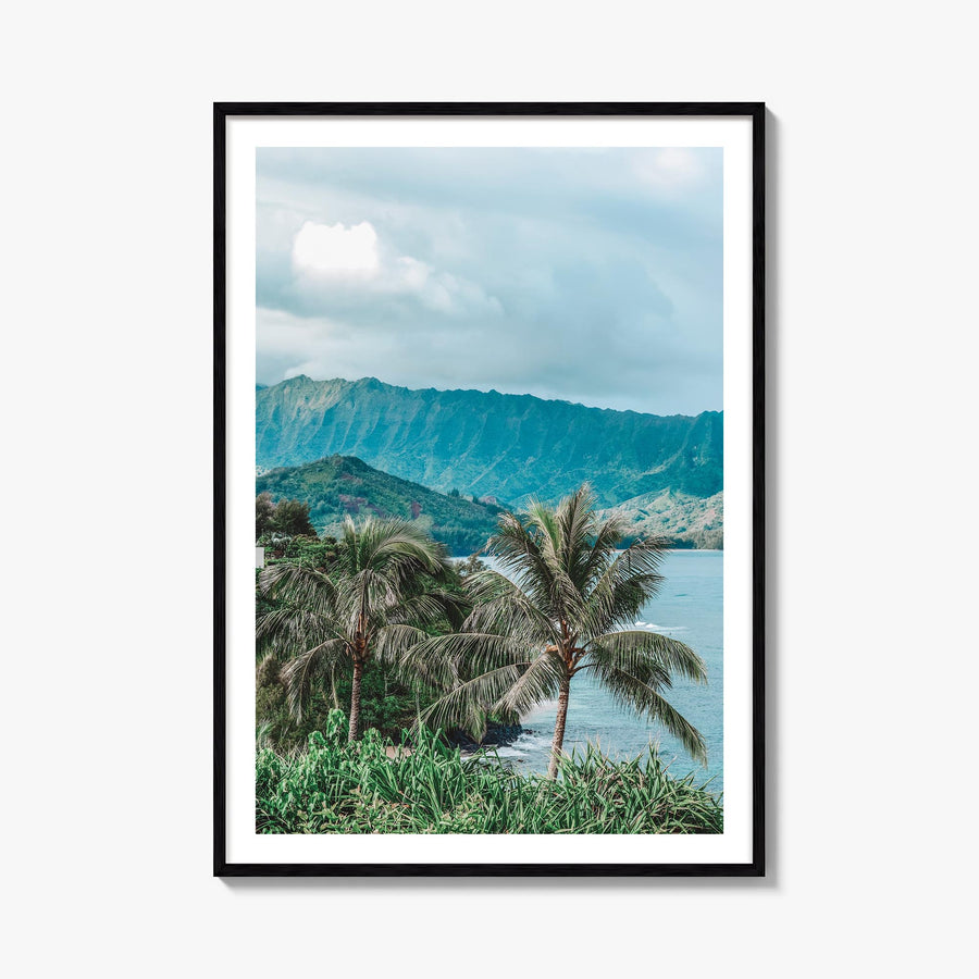 Kauai no. 2 colorful photo poster of Hawaii, USA – vertical wall art, unframed print shown in interior mockup