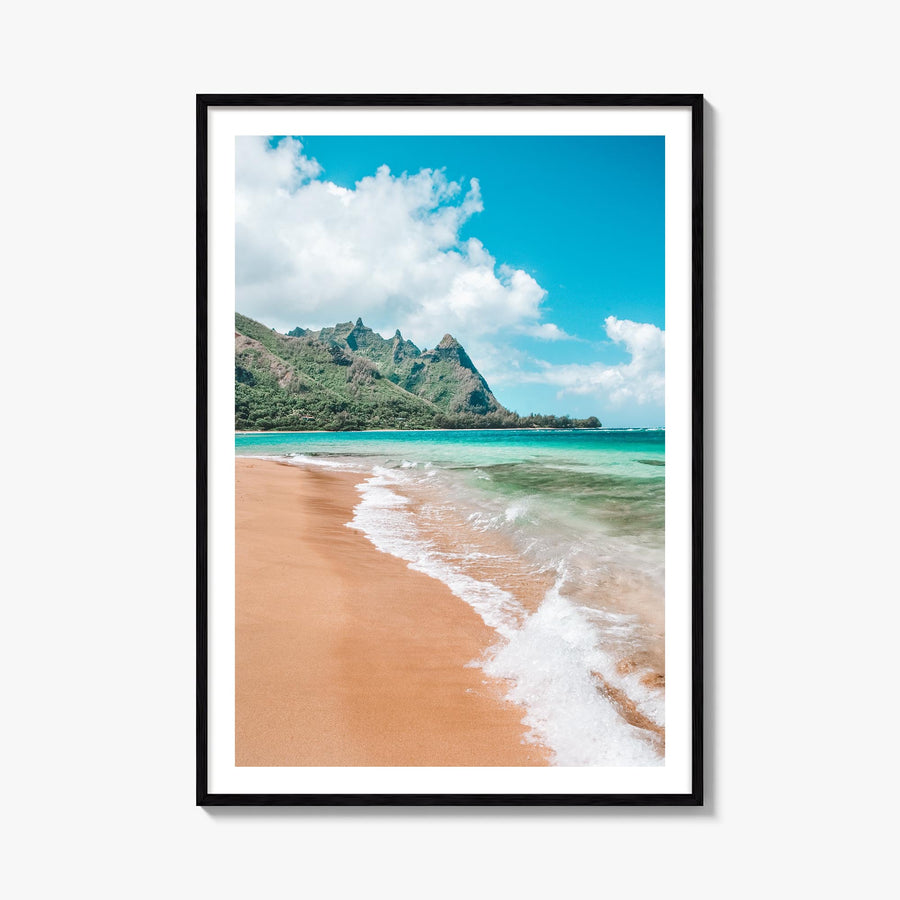 Kauai no. 3 colorful photo poster of Hawaii, USA – vertical wall art, unframed print shown in interior mockup