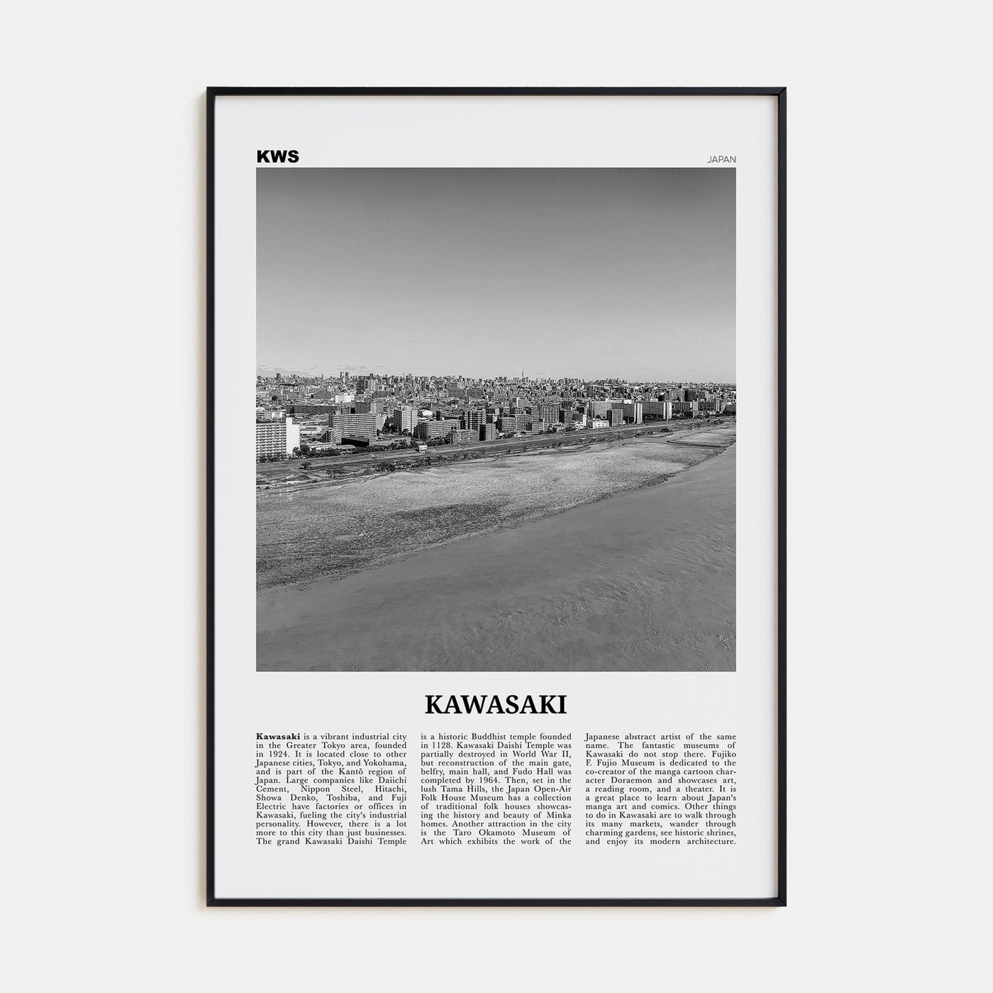 Kawasaki Poster None / 8x12 in Nbourhood Travel B&W Poster