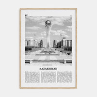 Kazakhstan Poster Natural Wood / 8x12 in Nbourhood Travel B&W Poster