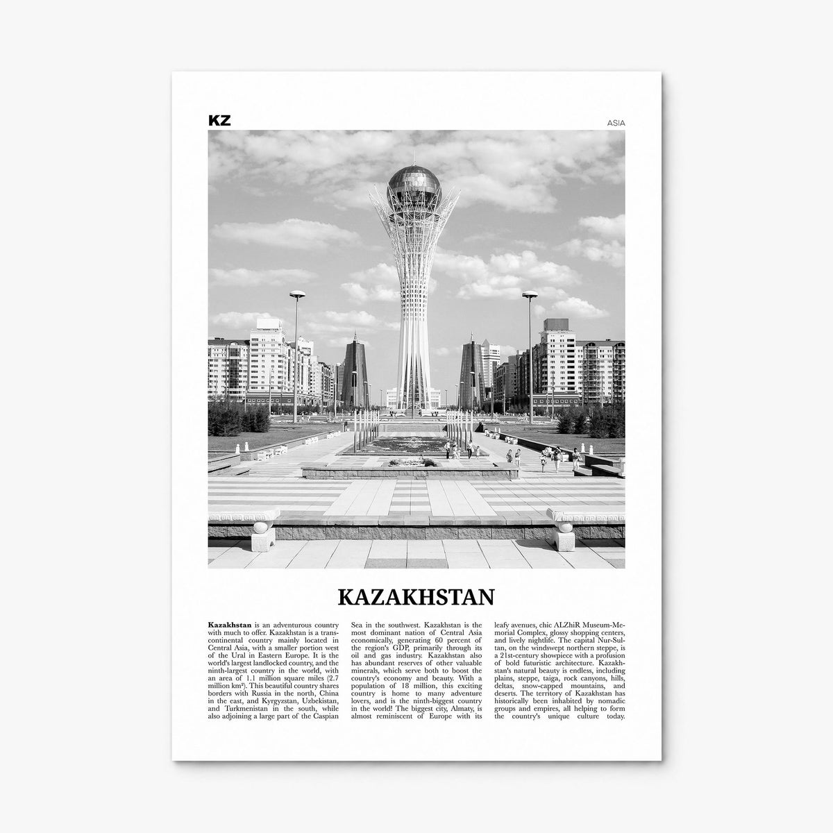 Kazakhstan Newspaper Poster, print only (unframed)