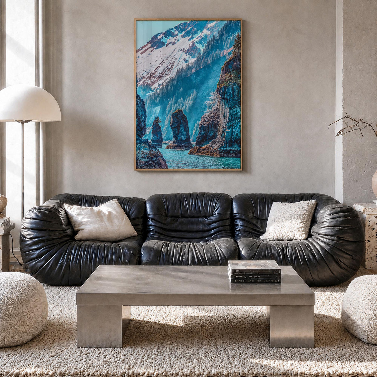 Kenai Fjords National Park colorful photo poster of Alaska, USA – vertical wall art in natural wood frame, hanging on wall