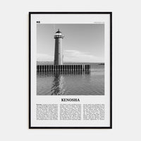 Kenosha Poster Black Wood / 8x12 in Nbourhood Travel B&W Poster