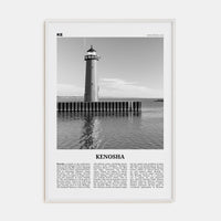 Kenosha Poster White Wood / 8x12 in Nbourhood Travel B&W Poster