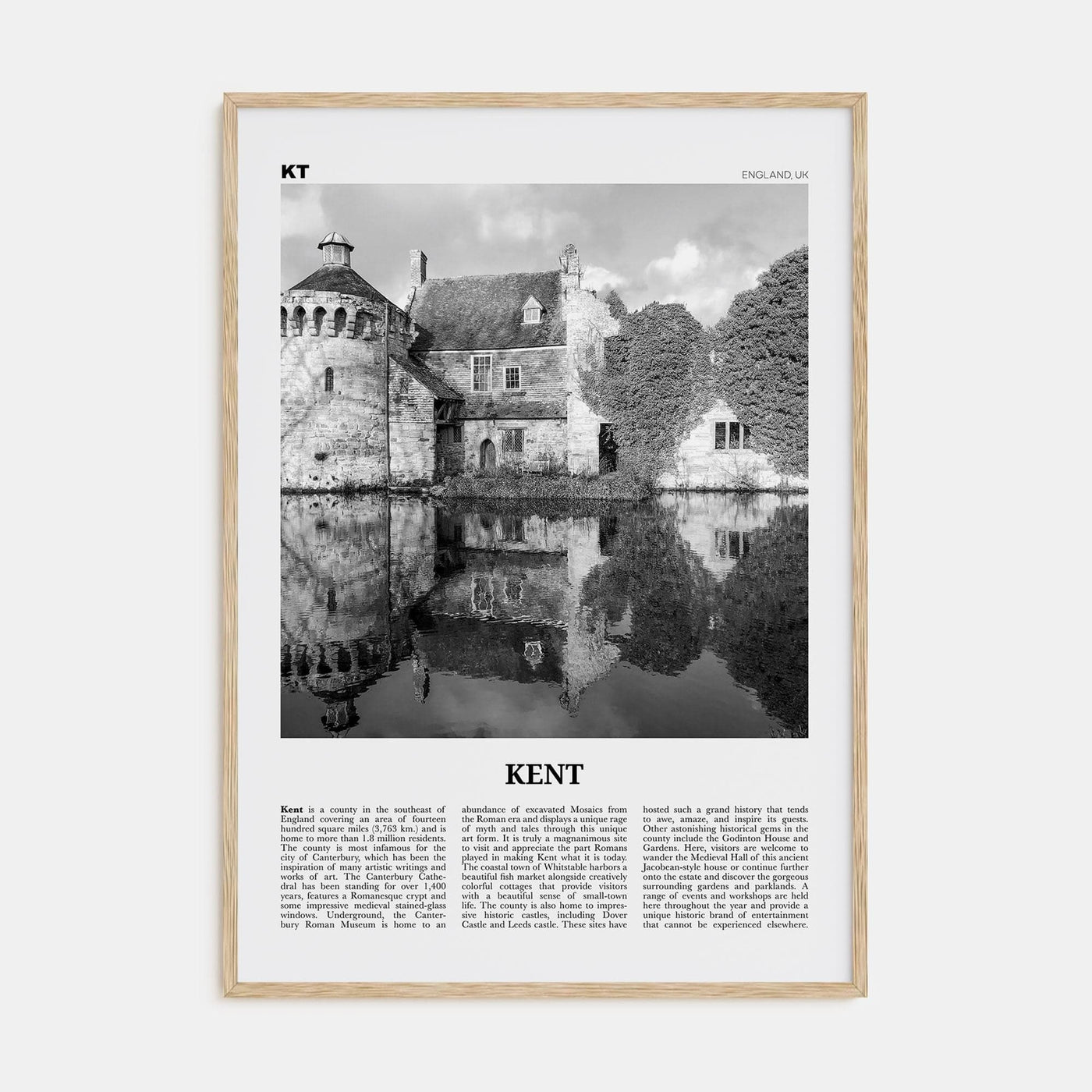 Kent Poster Natural Wood / 8x12 in Nbourhood Travel B&W Poster