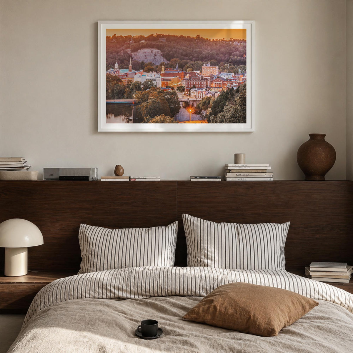 Kentucky colorful photo poster of United States – horizontal wall art in white wood frame with white border, hanging on wall