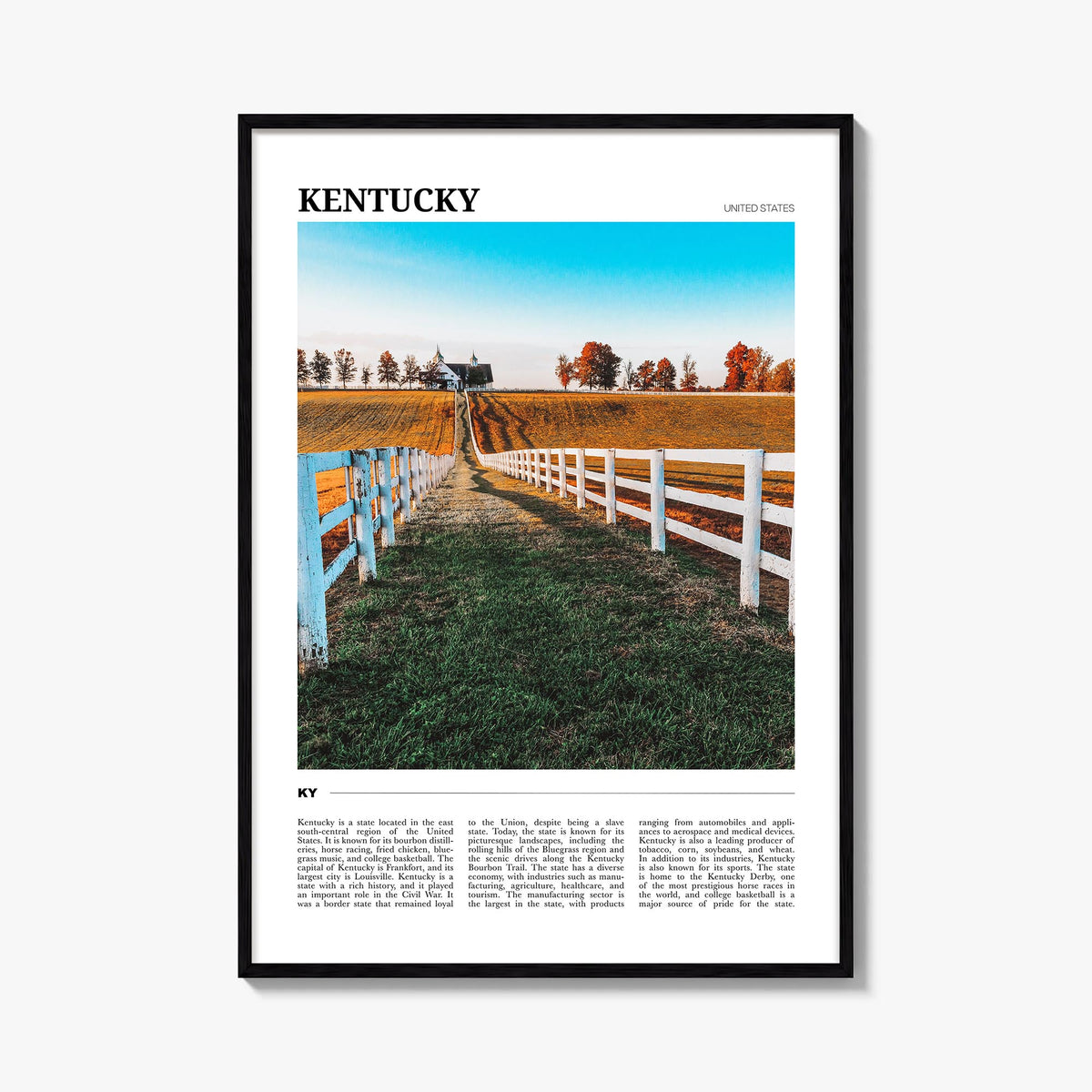 Kentucky colorful travel poster of United States – vertical wall art, unframed print shown in interior mockup