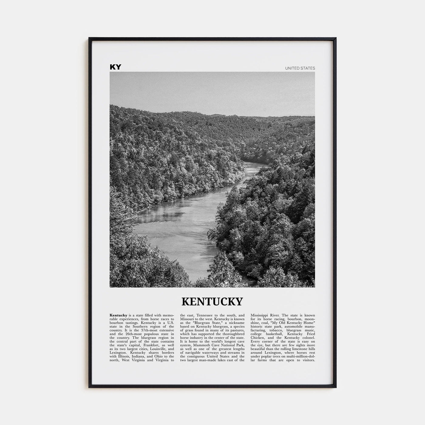 Kentucky No 1 Poster None / 8x12 in Nbourhood Travel B&W Poster