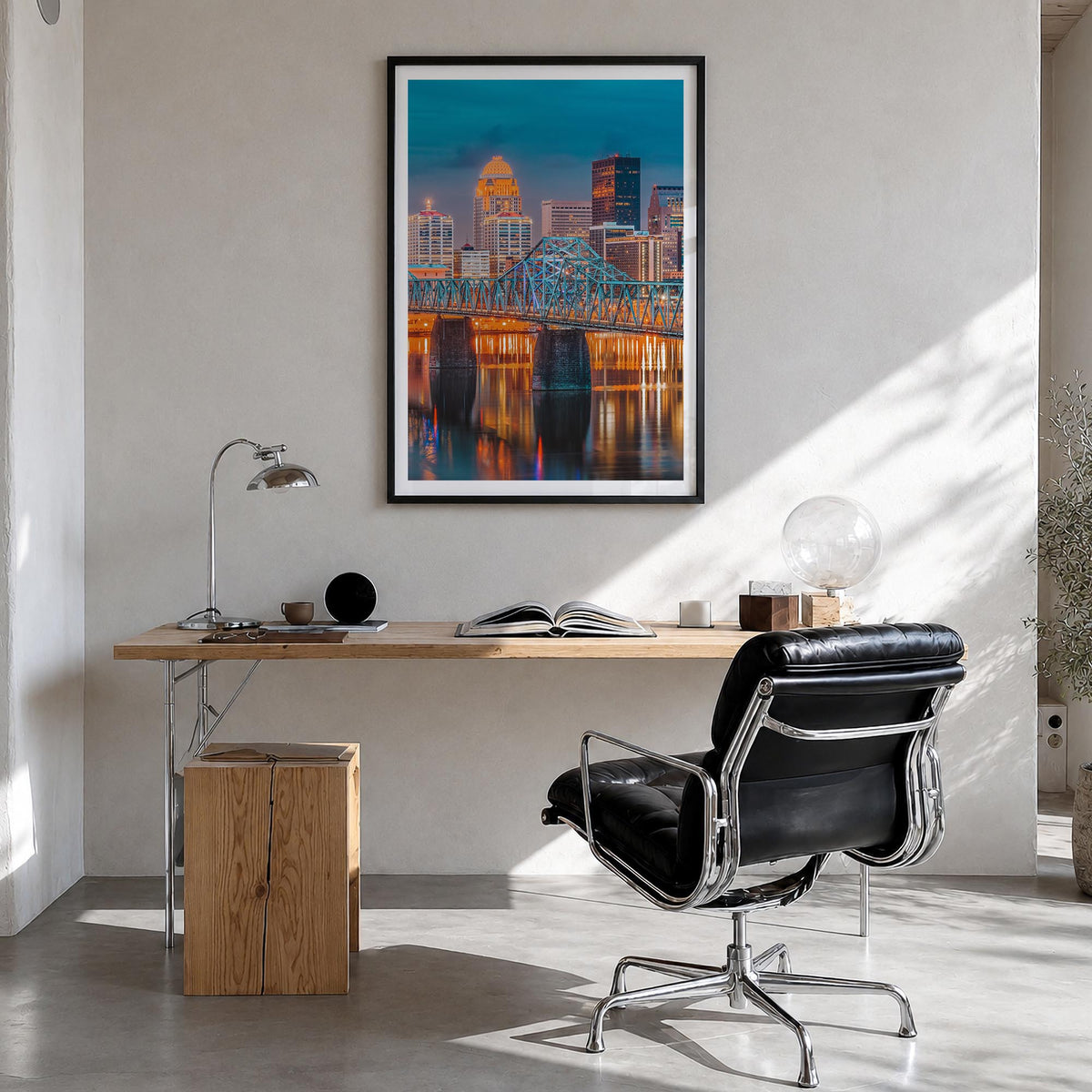 Kentucky no. 2 colorful photo poster of United States – vertical wall art in black wood frame with white border, hanging on w